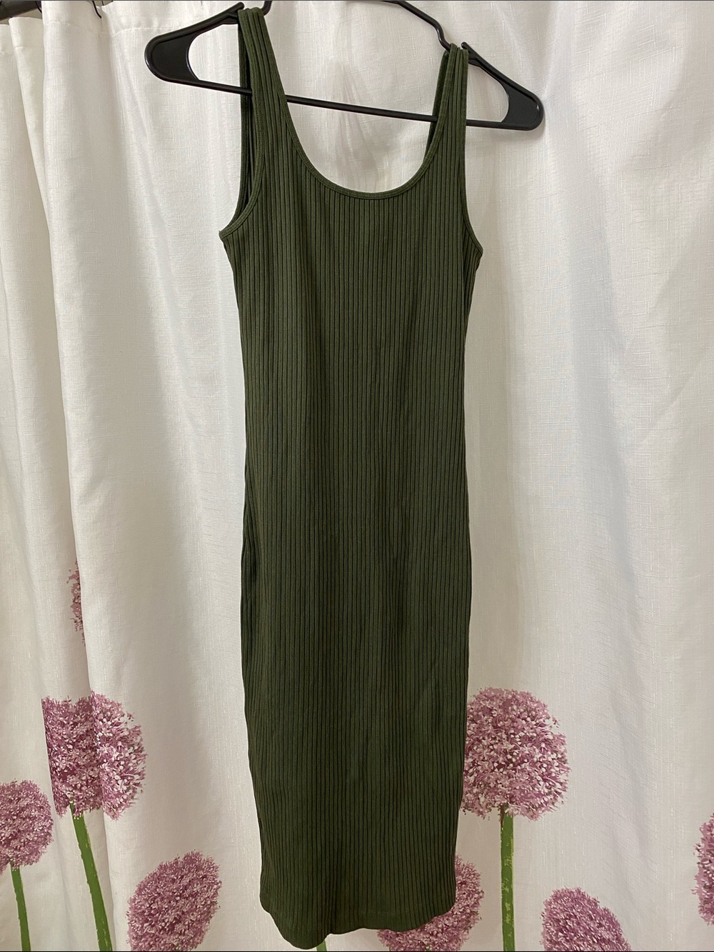 Wilfred Olive Green Ribbed Midi form fitting  Tank Dress